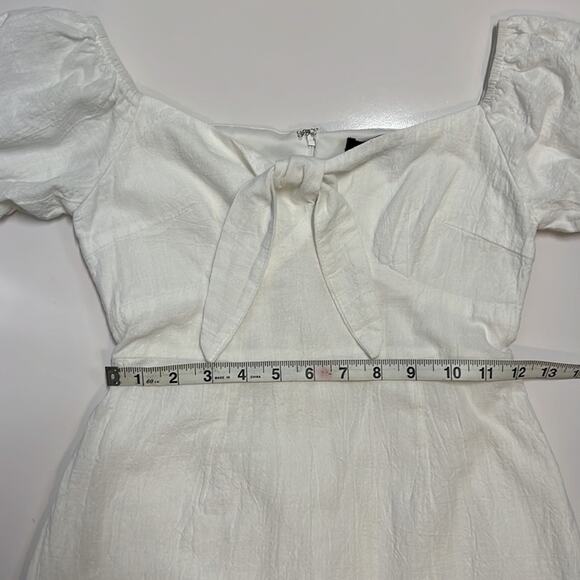 Wild Girls Tie Front Puff Sleeve Mini Dress in White - Picture 6 of 10